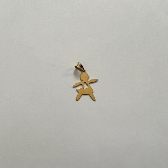 14k Solid Gold Little Girl Charm Pendant - Minimalist Jewelry Gift for Sister | - Picture 8 of 10